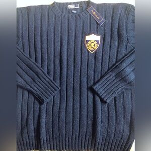 Polo Ralph Lauren Navy Blue University Crest Ribbed Crewneck Sweater